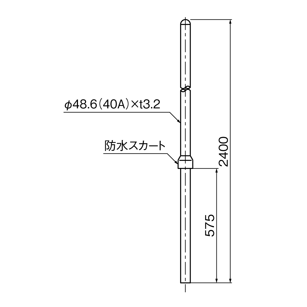 アンテナマスト(40A・防水スカート付・ステンレス... | 製品情報 | DX