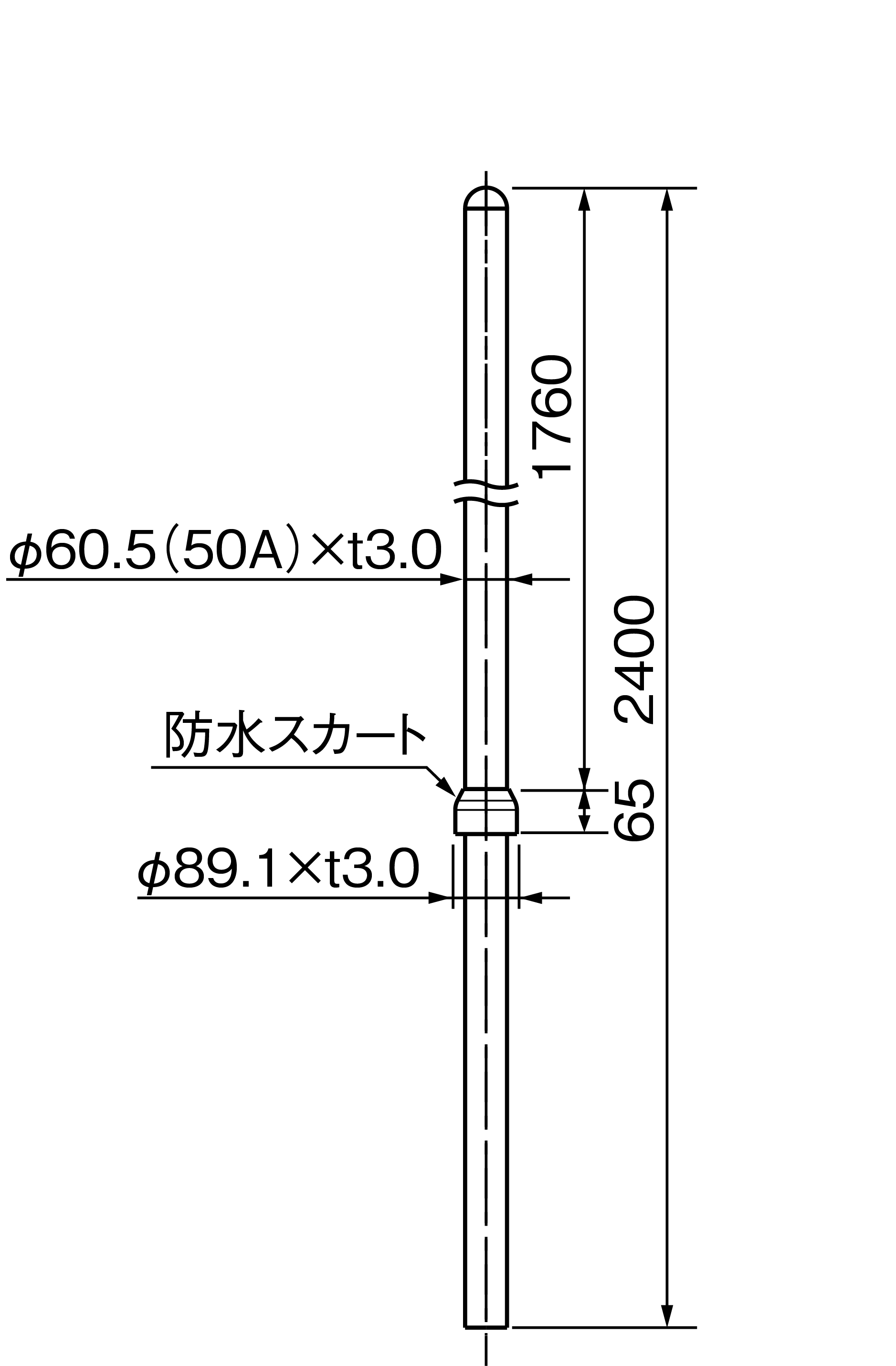 アンテナマスト(50A・ステンレス・3m) | 製品情報 | DXアンテナ